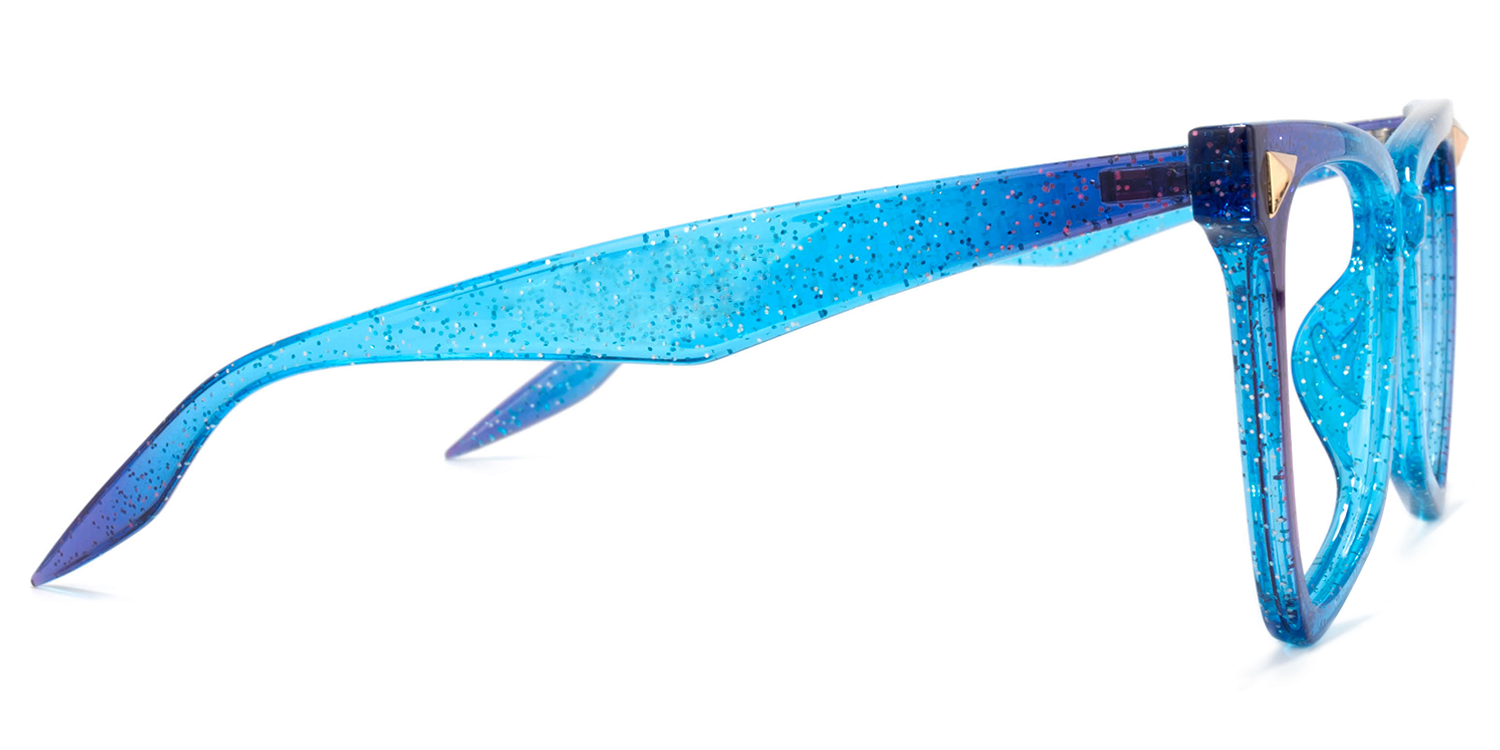 Mermaid – Glitter Blue Glam Glasses with Bold Style by Vooglam - Product View 4