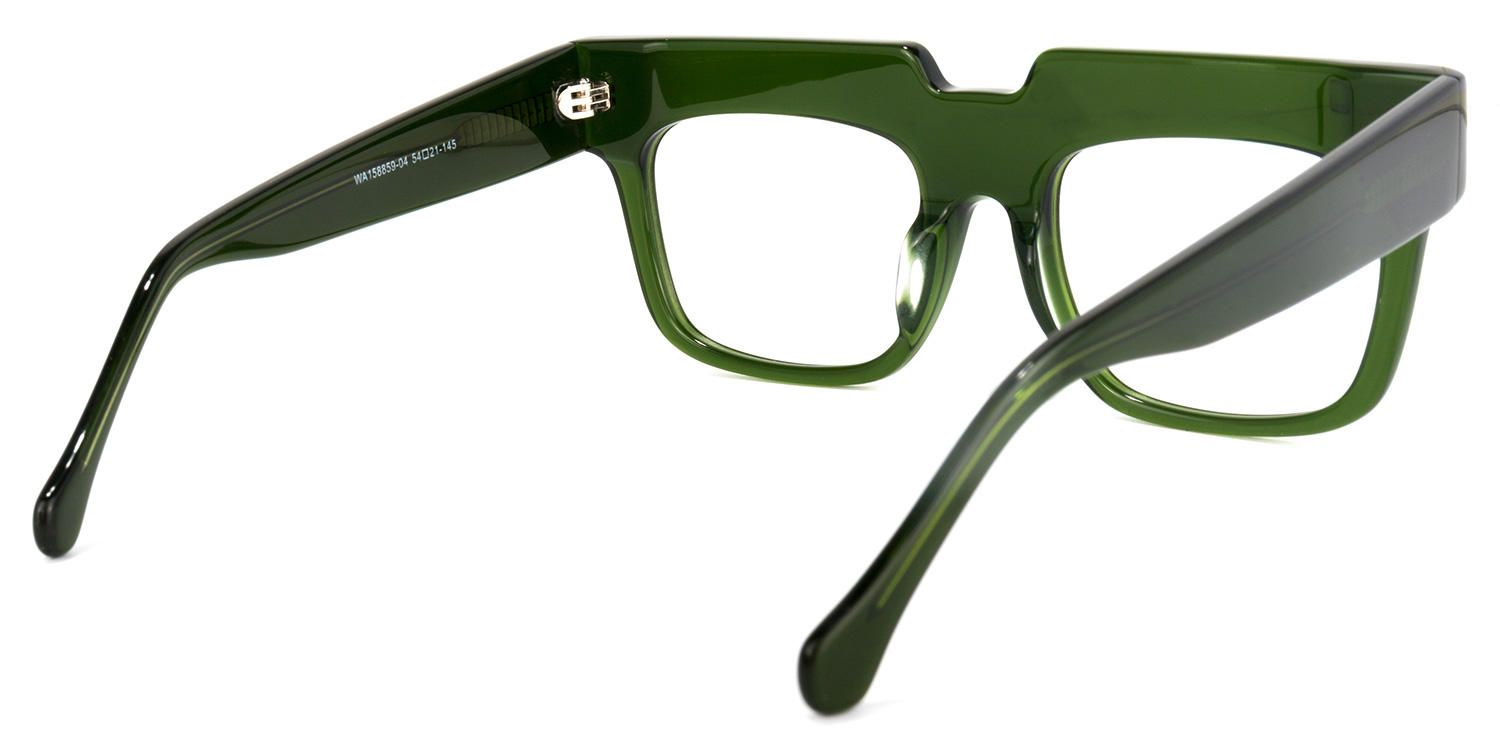Rectangle Dark/Green Eyeglasses | Vooglam.com Side View