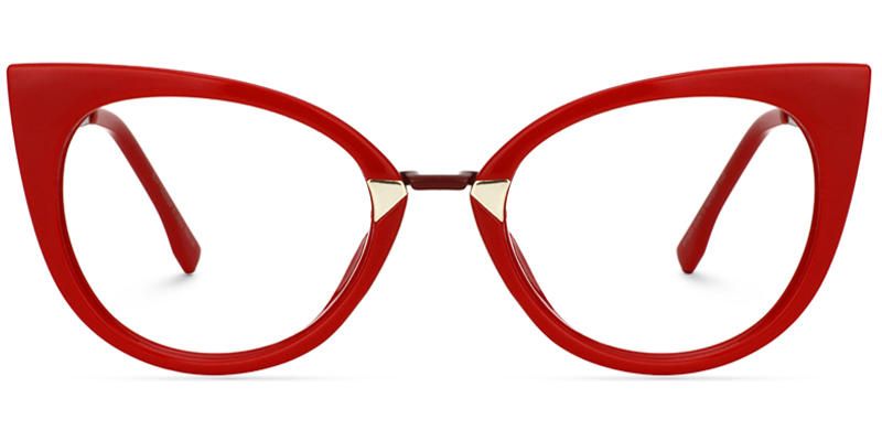 Arda - Red Cat Eye Glasses | Vooglam Angle View