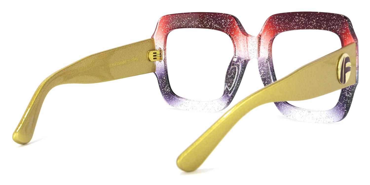 Square Wine/Red Eyeglasses by Vooglam.com - Side View