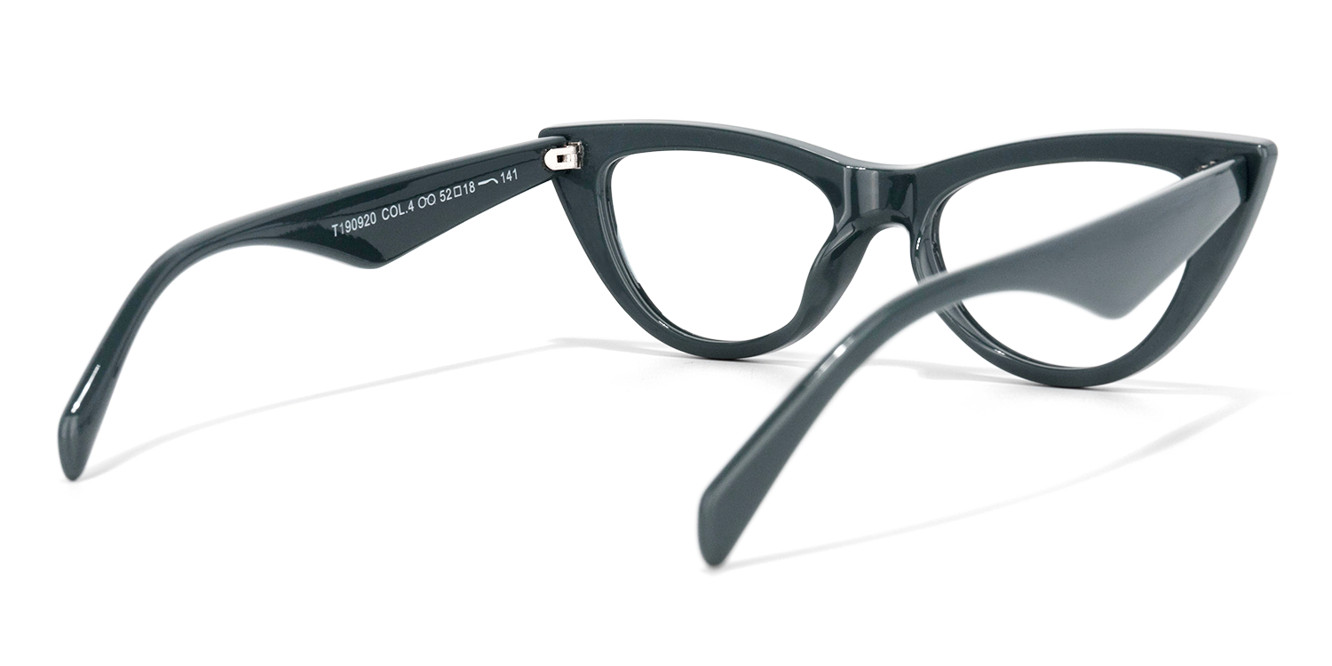 Cat Eye Grey/Stripe Eyeglasses by Vooglam.com - Side View