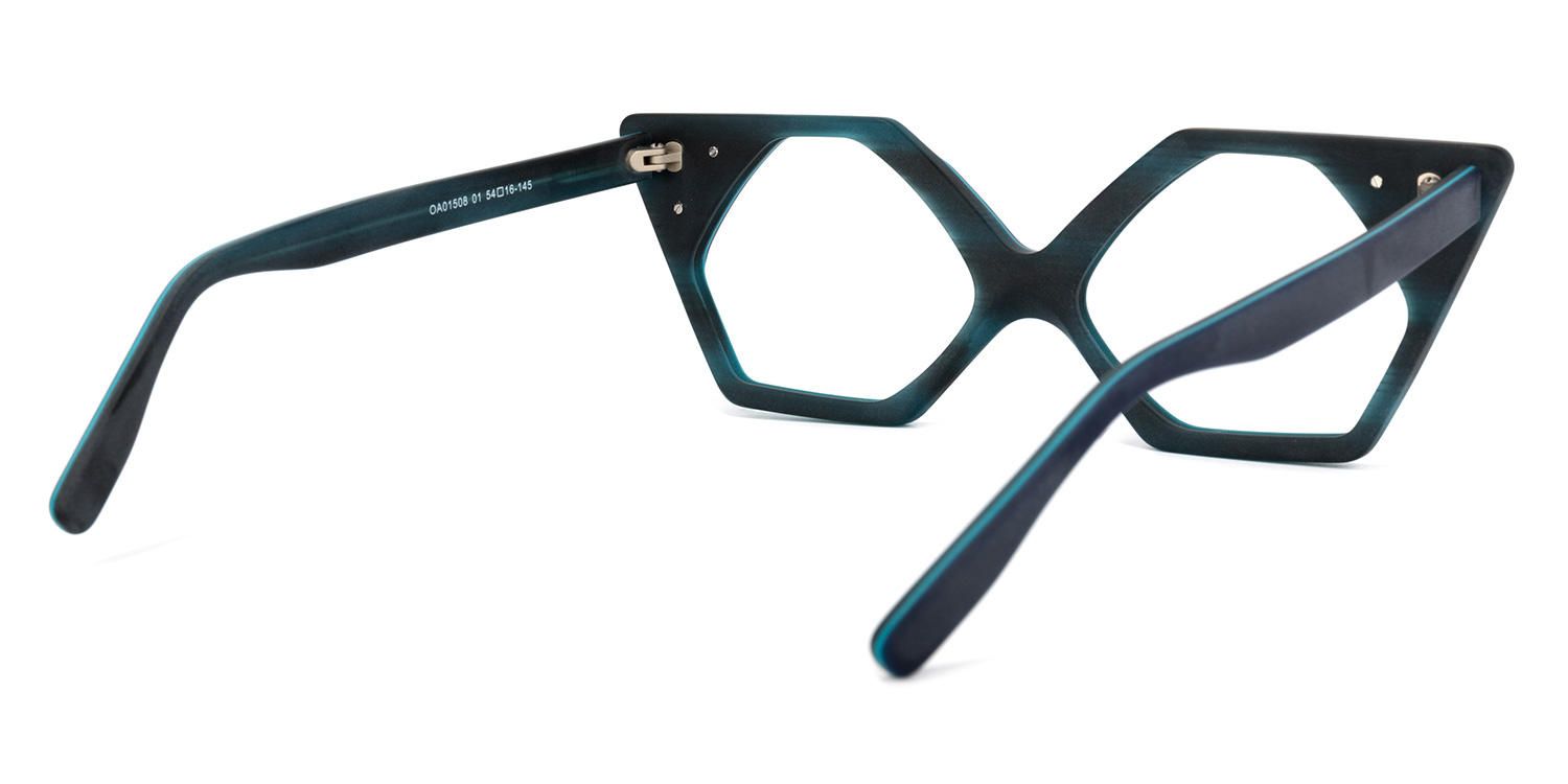 Geometric Peacock/Blue Eyeglasses | Vooglam.com Side View