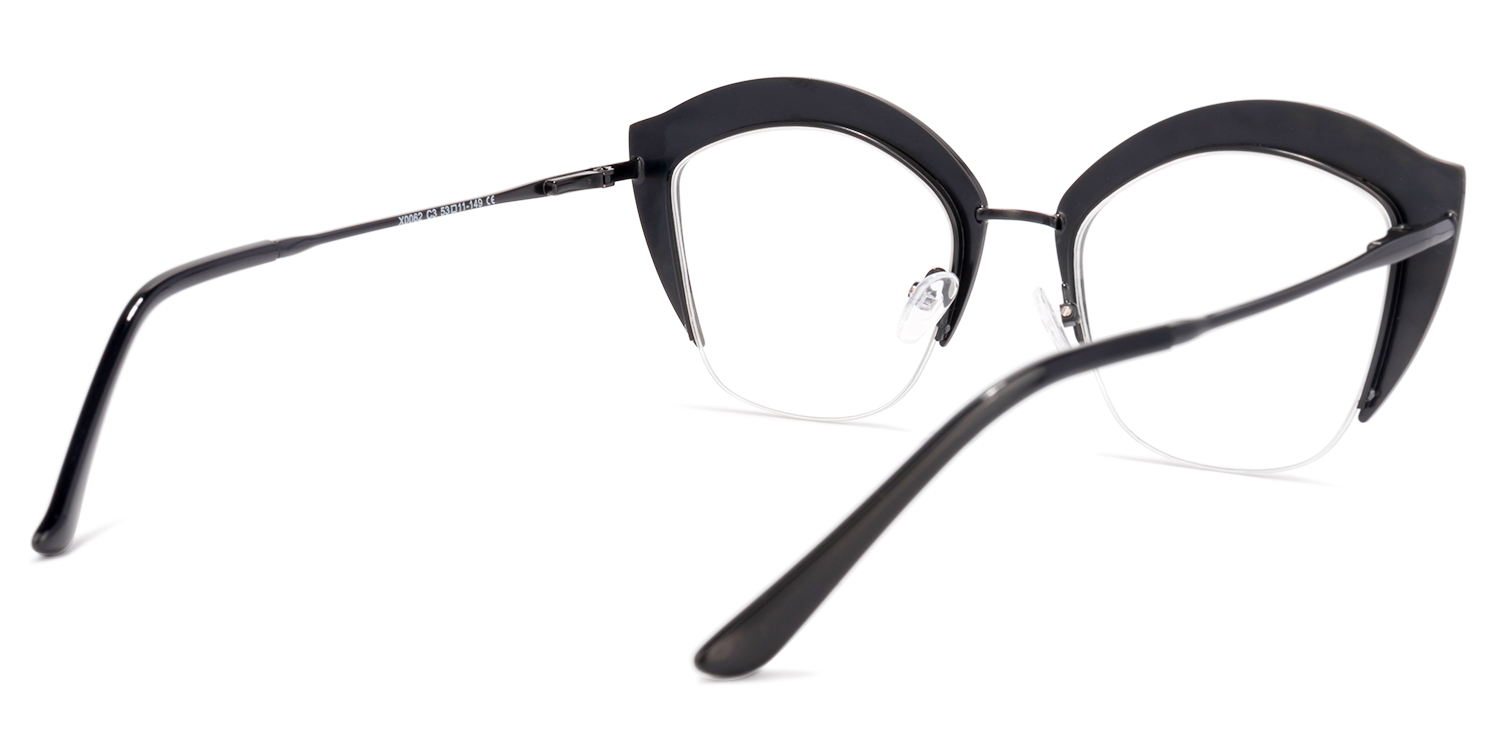 Lip-shaped Half-rim Black Eyeglasses by Vooglam.com - Side View