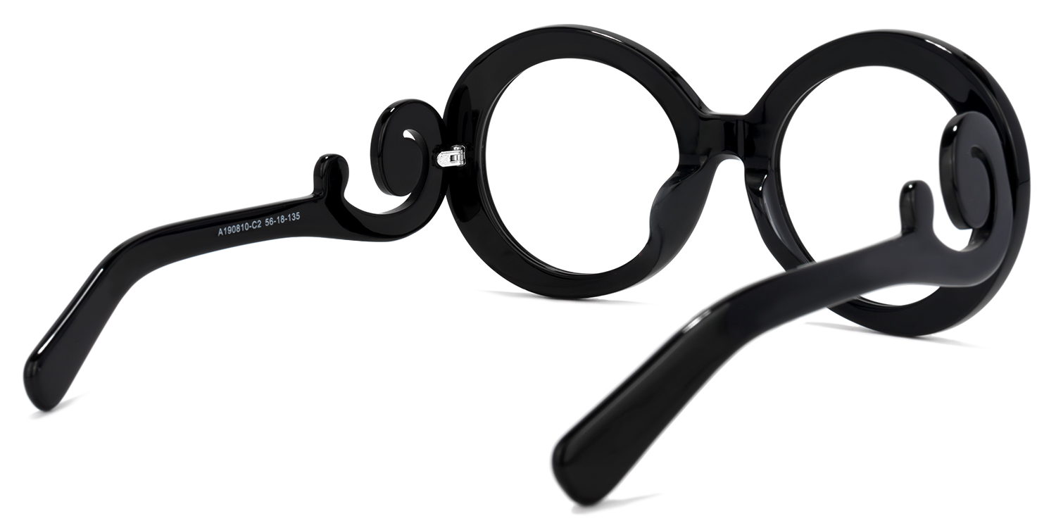 Round Black Eyeglasses by Vooglam.com - Side View