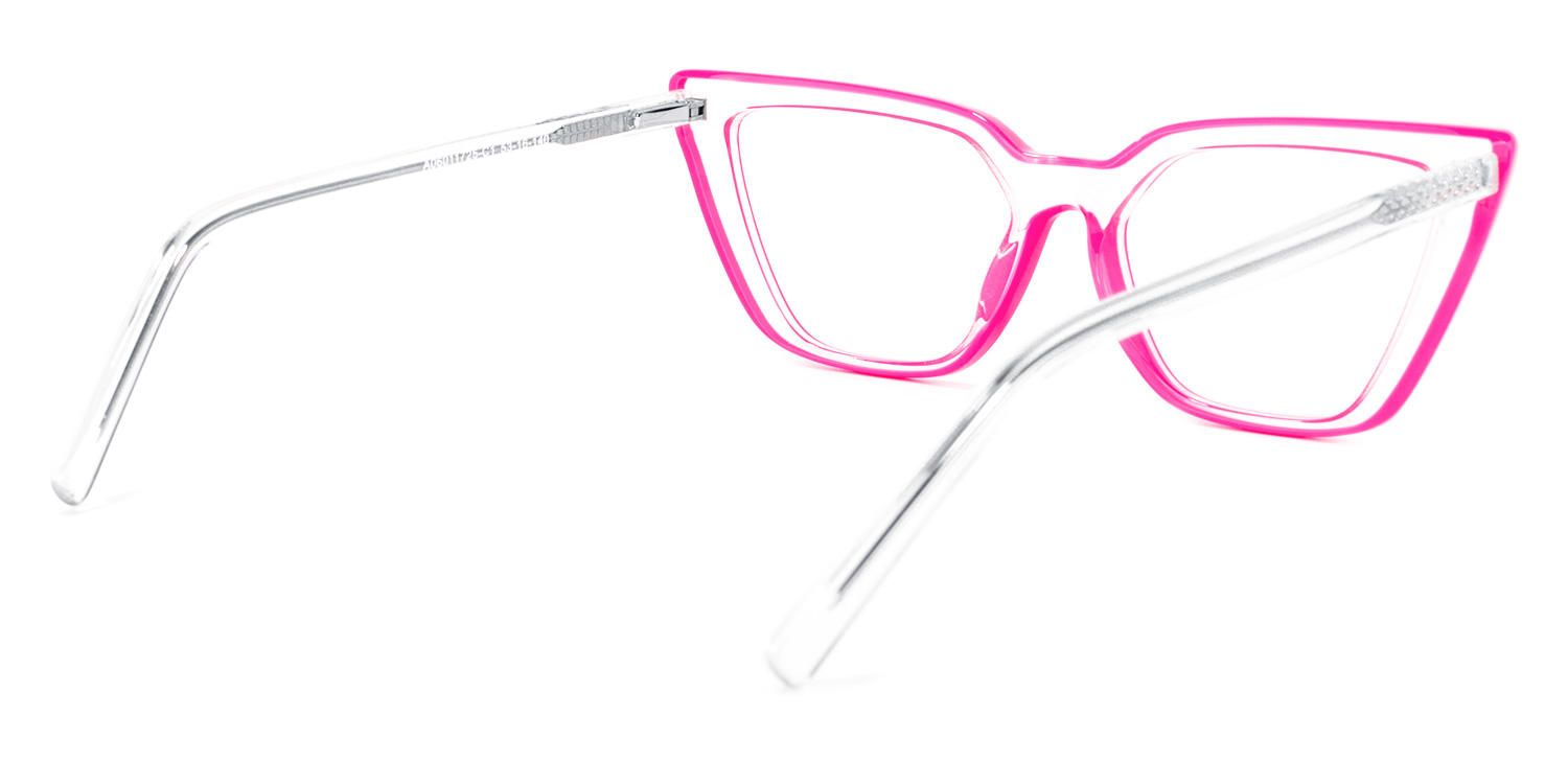 Lyuba - Trendy Neon Pink Glasses Geometrical Lines | Vooglam Side View