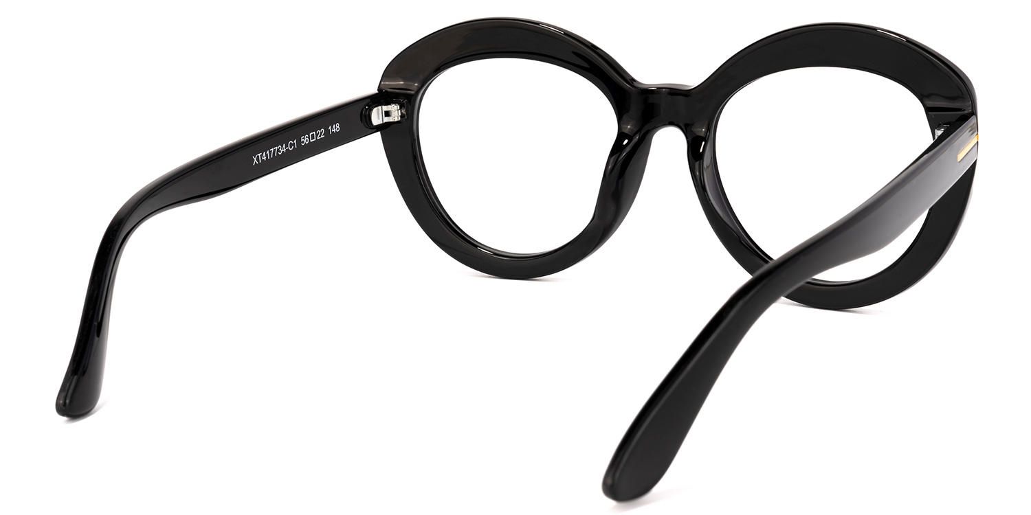 Round Black Eyeglasses by Vooglam.com - Side View