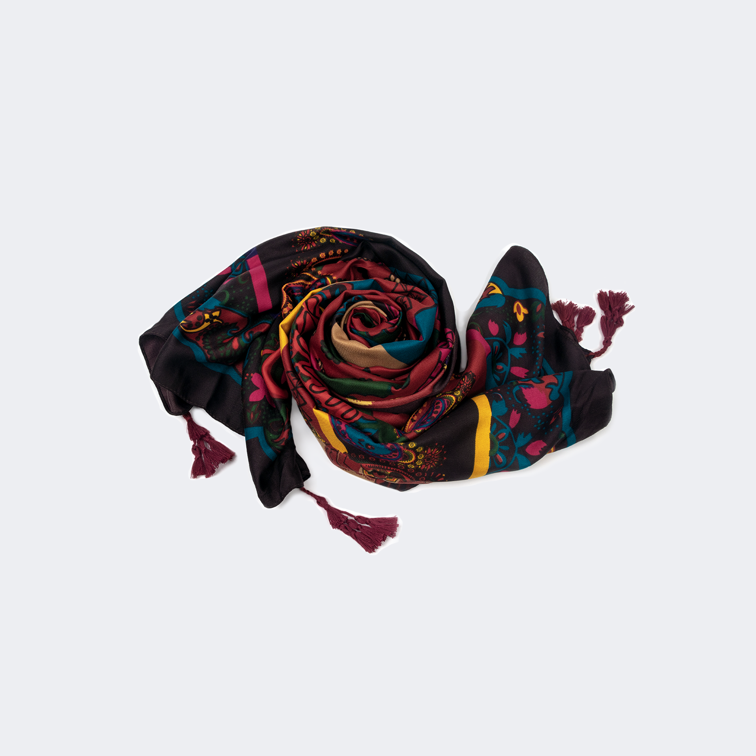 Elaborate Rectangle Tassel Scarf | Vooglam.com Front View