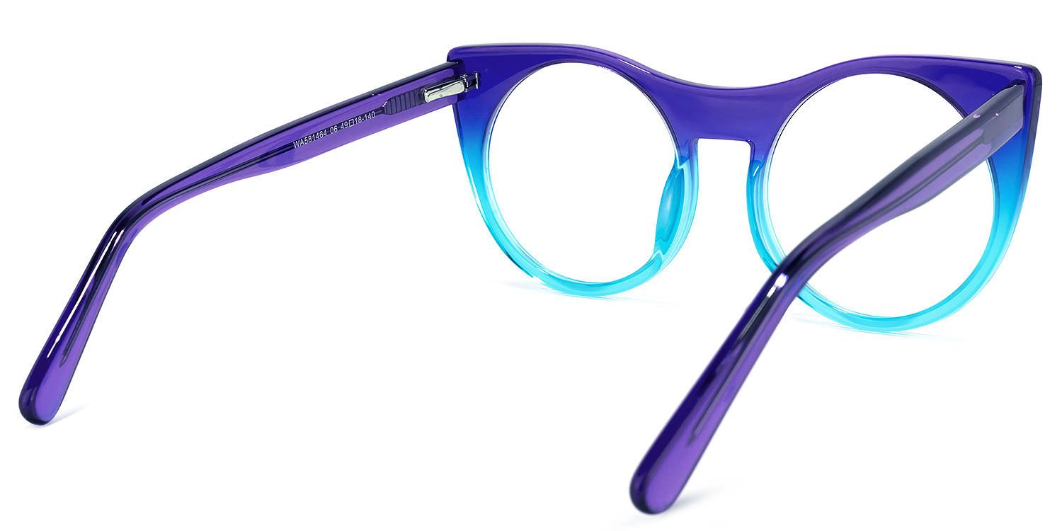 Round Blue Eyeglasses | Vooglam.com Side View