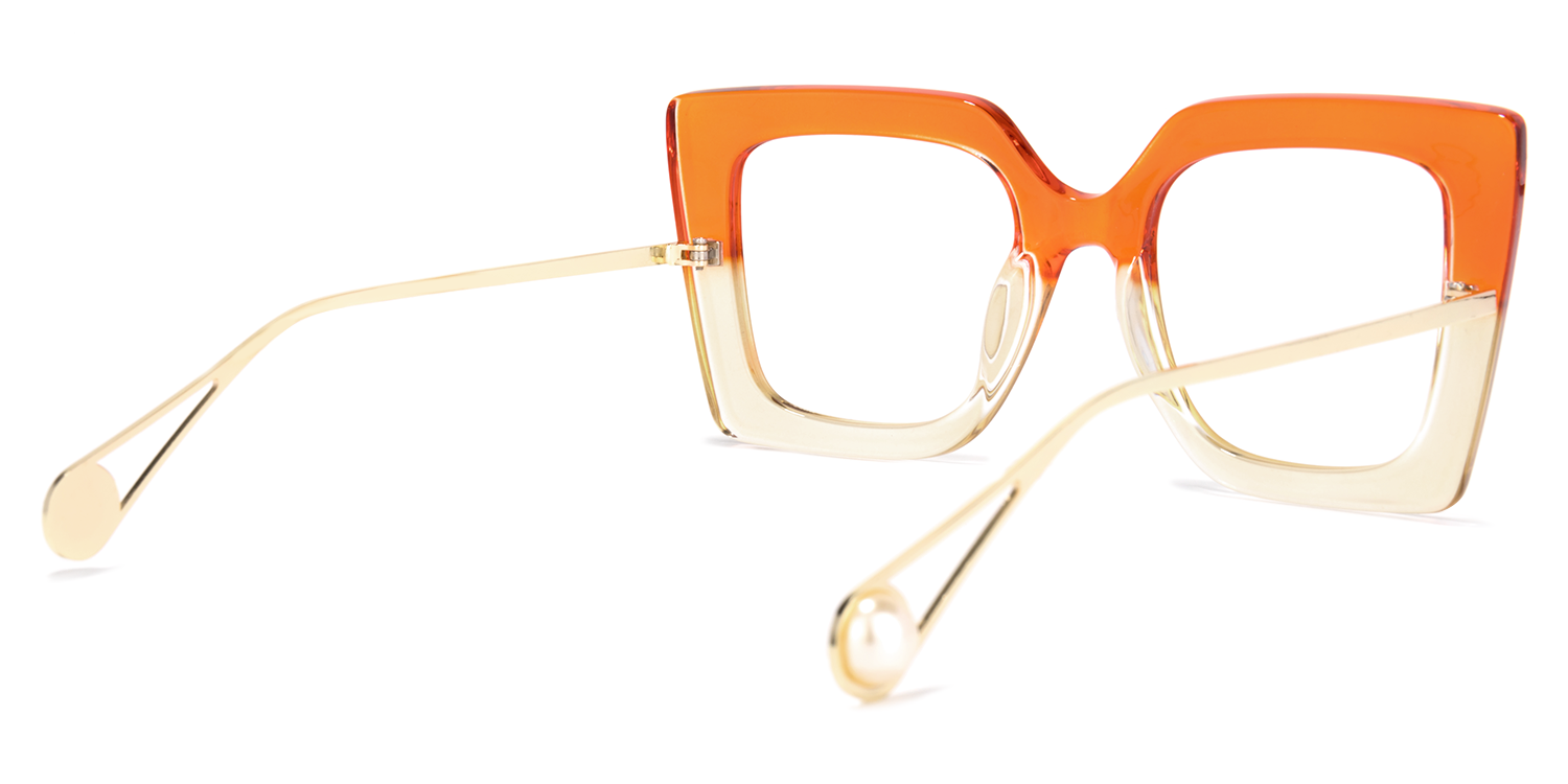 Square Orange Eyeglasses | Vooglam.com Side View