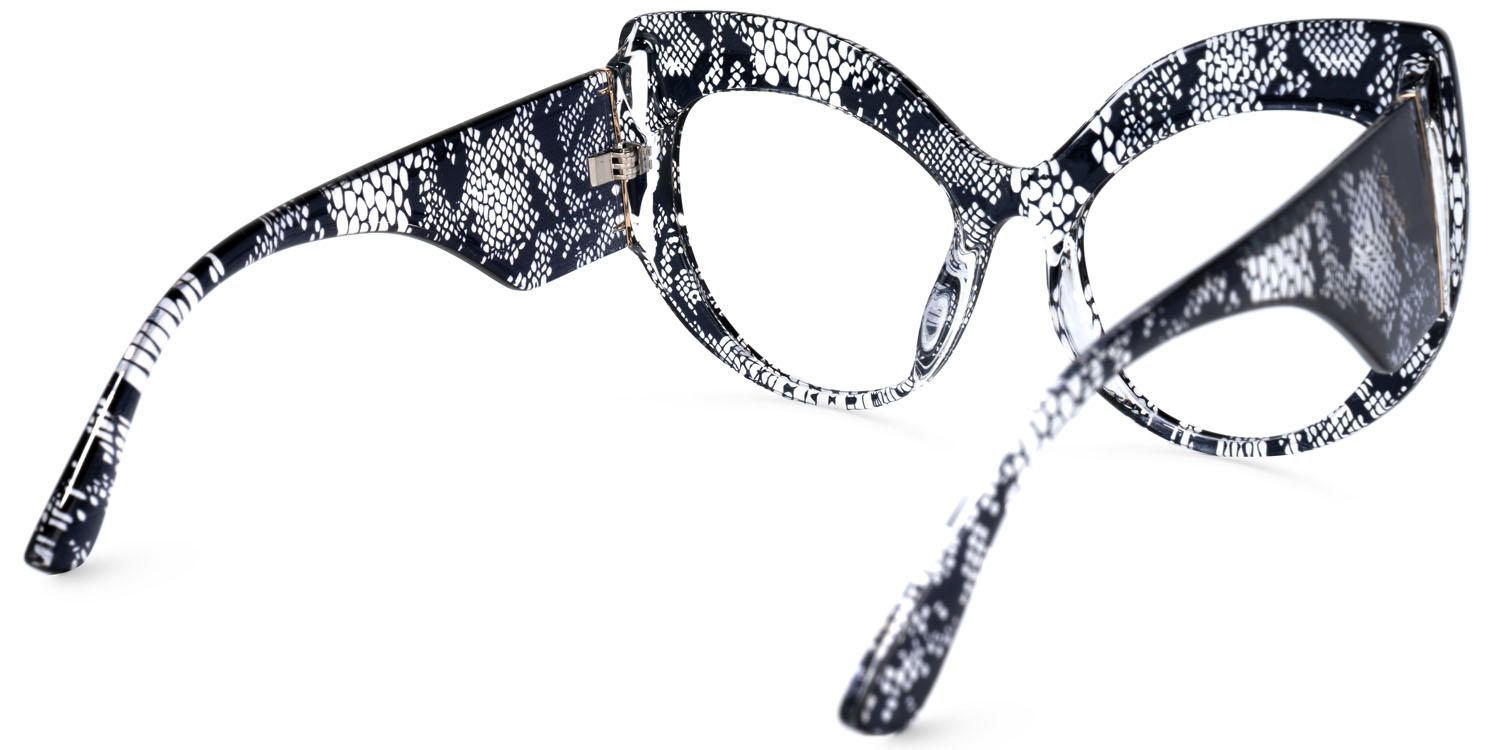 Lace Cat Eye Snake Print Eyeglasses - Side View