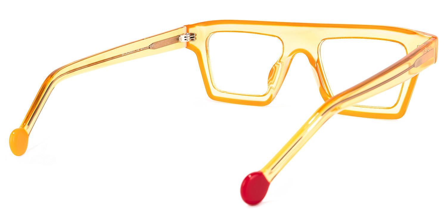 Rectangle Orange Eyeglasses by Vooglam.com - Side View