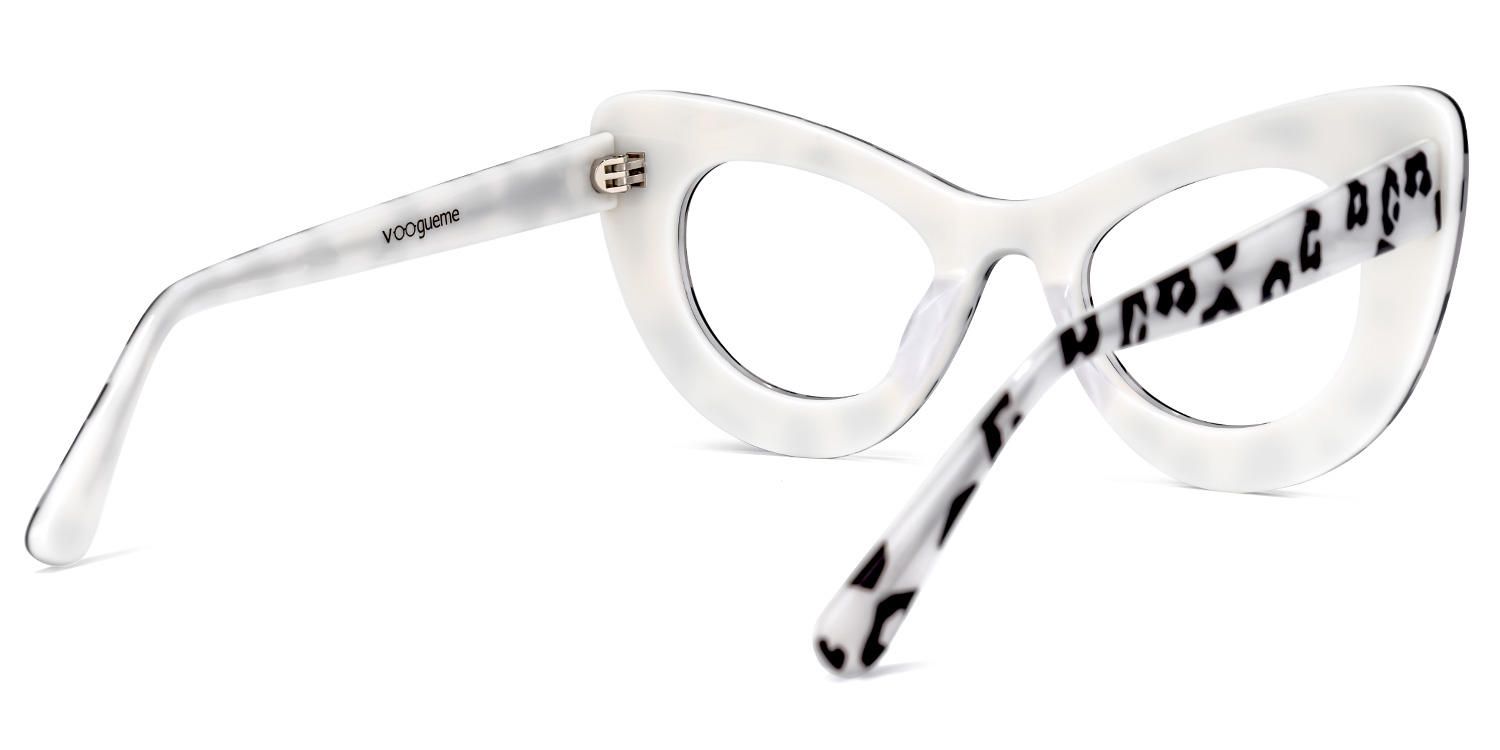 Cat Eye White/Black Eyeglasses | Vooglam.com Side View