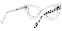 Cat Eye White/Black Eyeglasses | Vooglam.com Side View