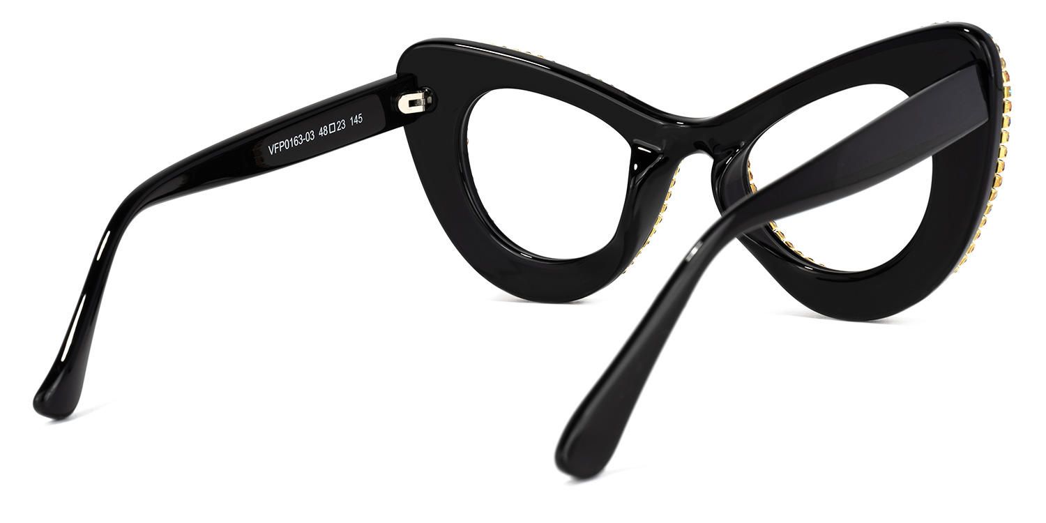 April - Cat Eye Multicolor Giltter Eyeglasses | Vooglam Side View