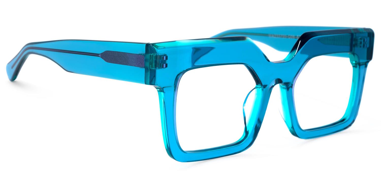 Rectangle Blue Eyeglasses by Vooglam.com - Product View 5