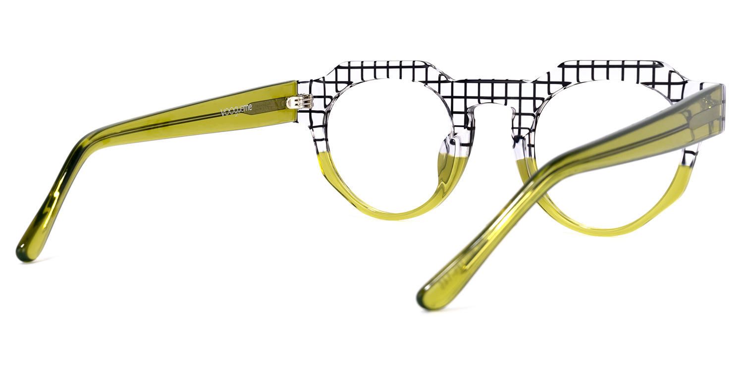 Annaisha - Round Olive Eyeglasses | Vooglam Side View