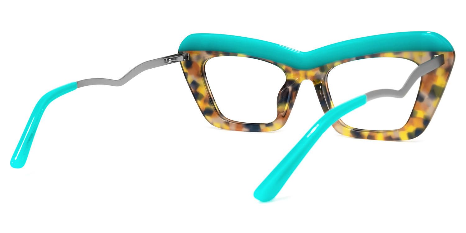 Dusica - Rectangle Turquoise Eyeglasses | Vooglam Side View