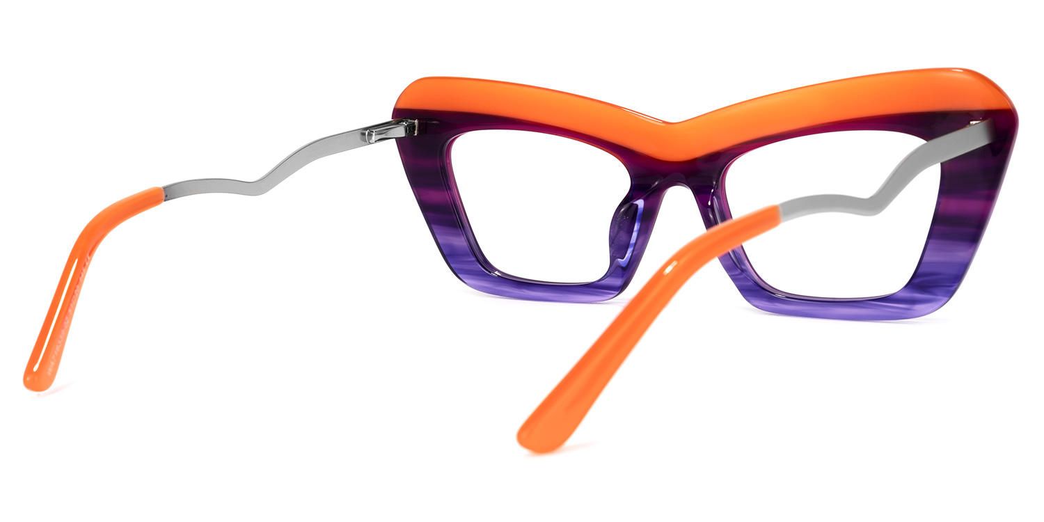 Dusica - Rectangle Orange Eyeglasses | Vooglam Side View