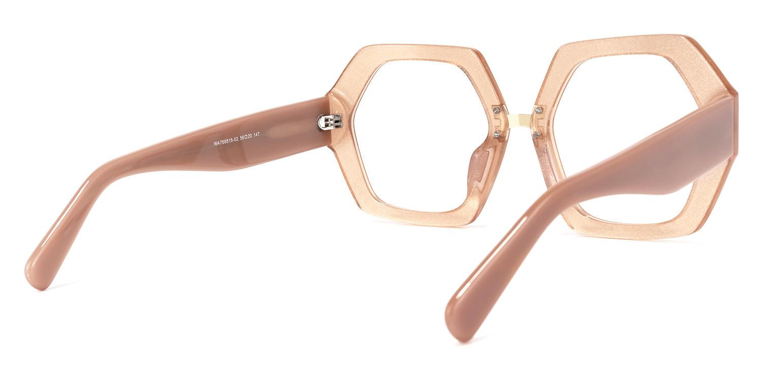 Geometric Champagne Eyeglasses | Vooglam.com Side View