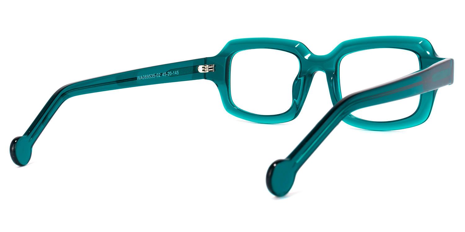 Rectangle Peacock/Blue Eyeglasses | Vooglam.com Side View