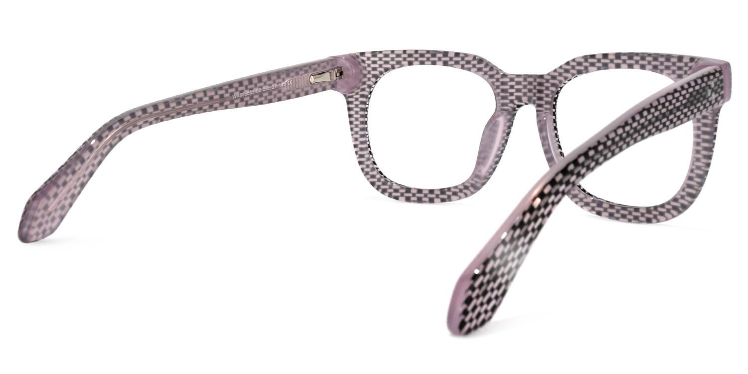 Square Black/Pink Eyeglasses by Vooglam.com - Side View