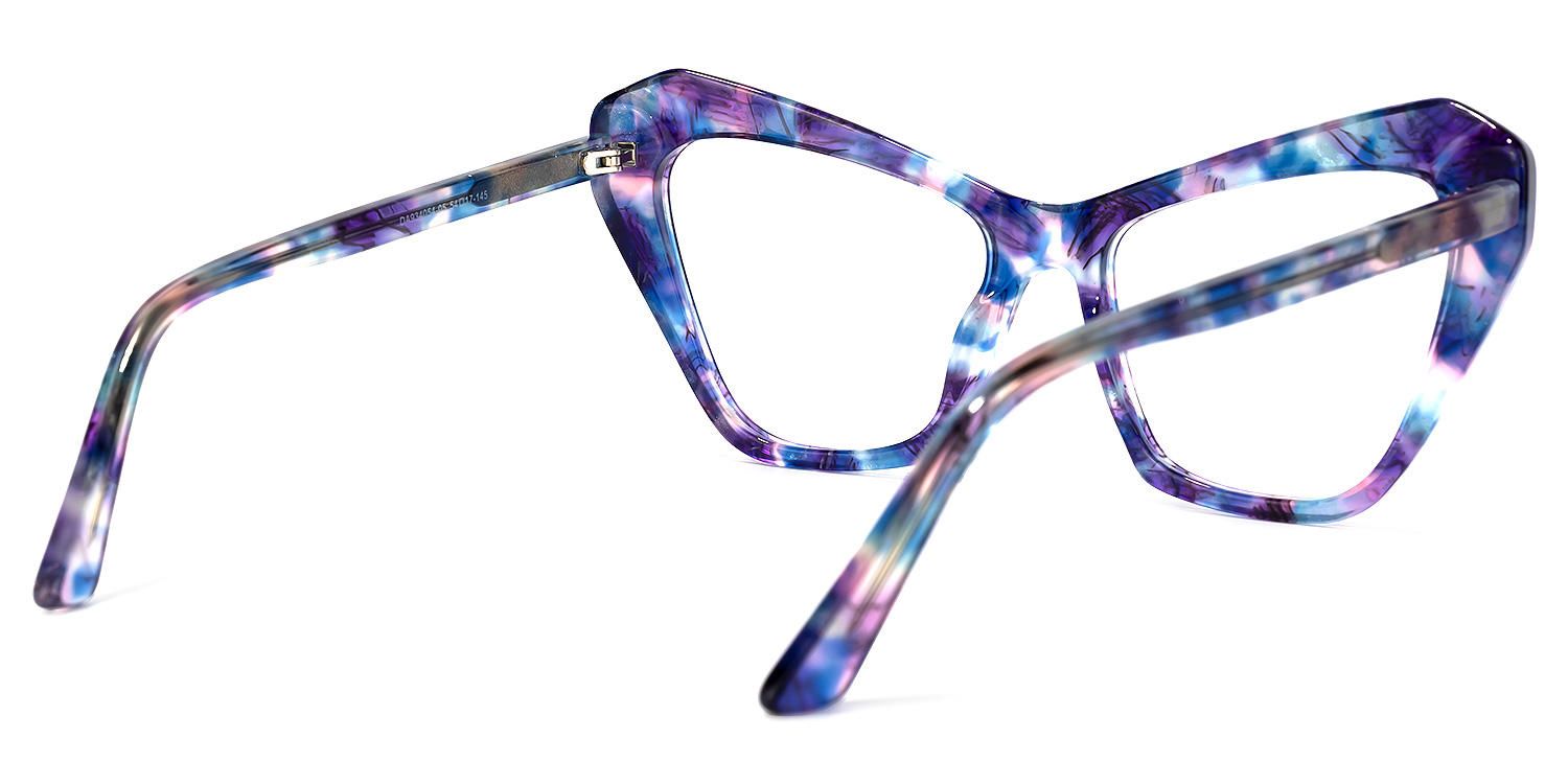 Kellee - Cat Eye Purple/Floral Eyeglasses | Vooglam Side View