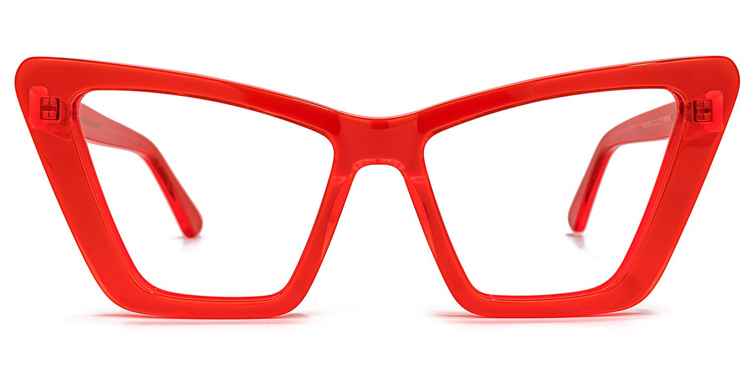 Khin - Cat Eye Red Eyeglasses | Vooglam Angle View