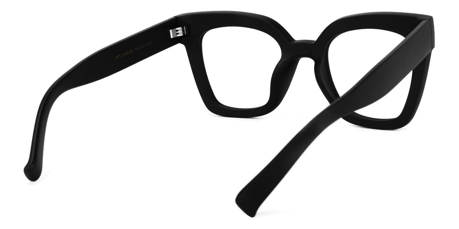 Naila -  Bold Square Matte Black Eyeglasses │Vooglam Side View