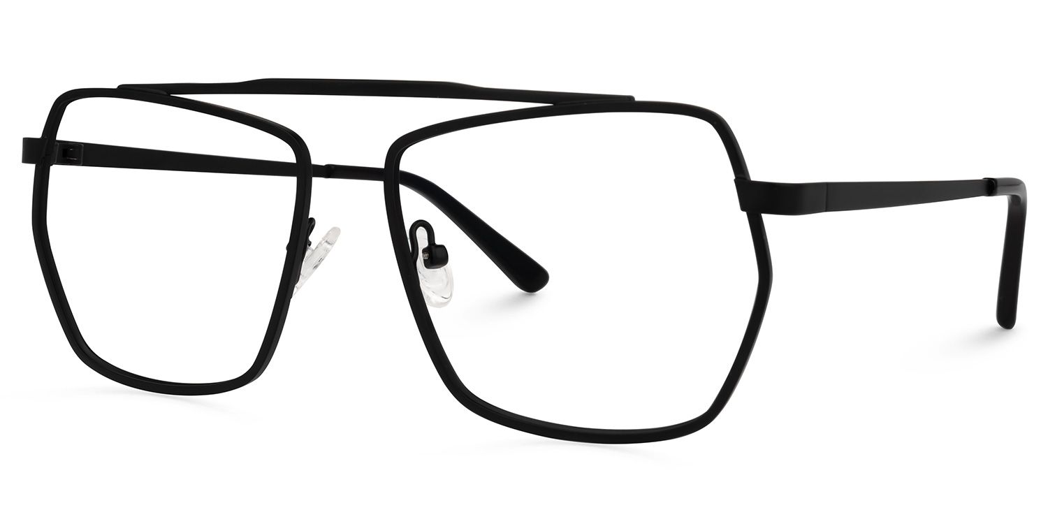 Alexa - Aviator Black Eyeglasses | Vooglam Front View