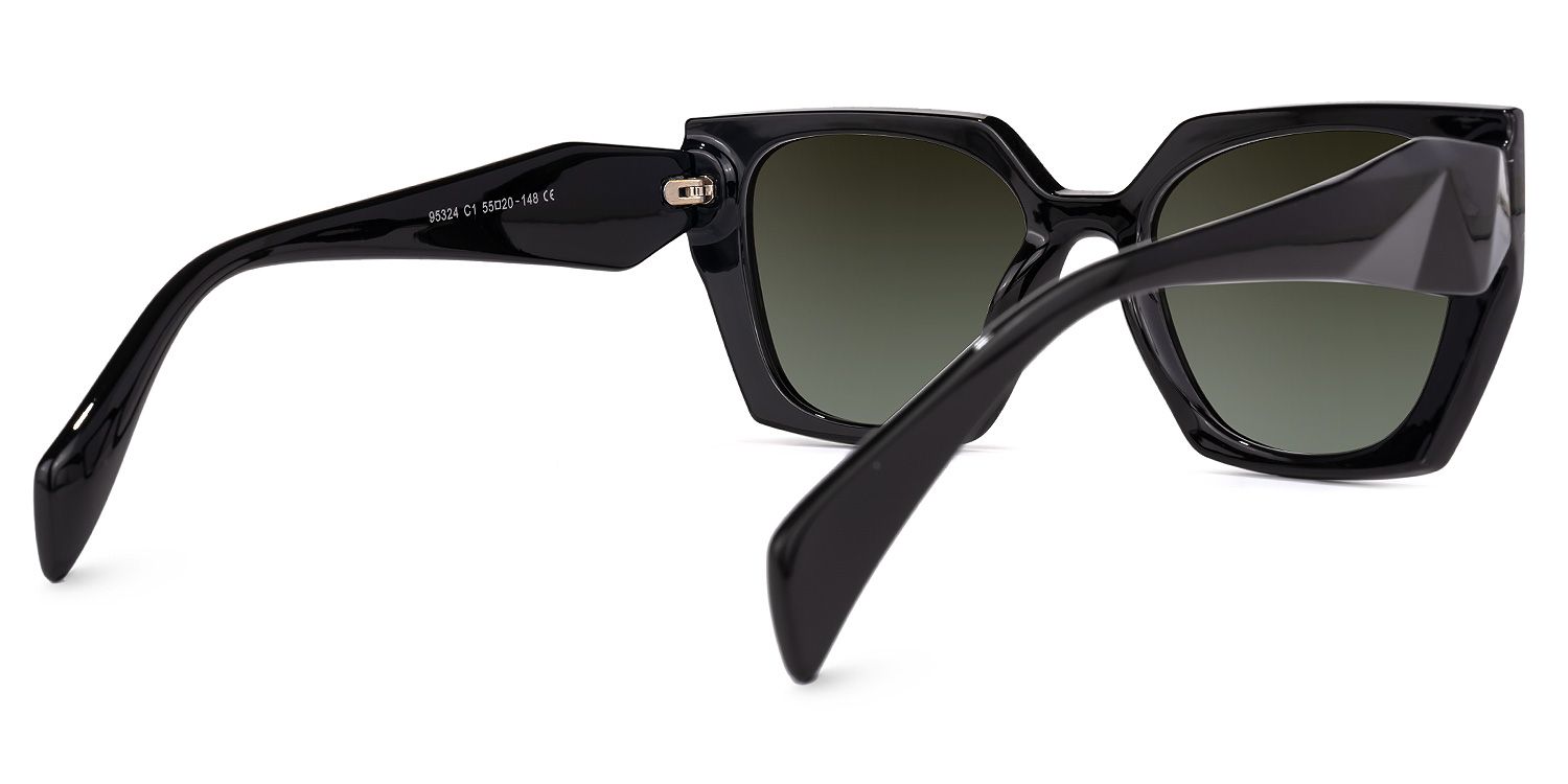 Square Black Sunglasses | Vooglam.com Side View