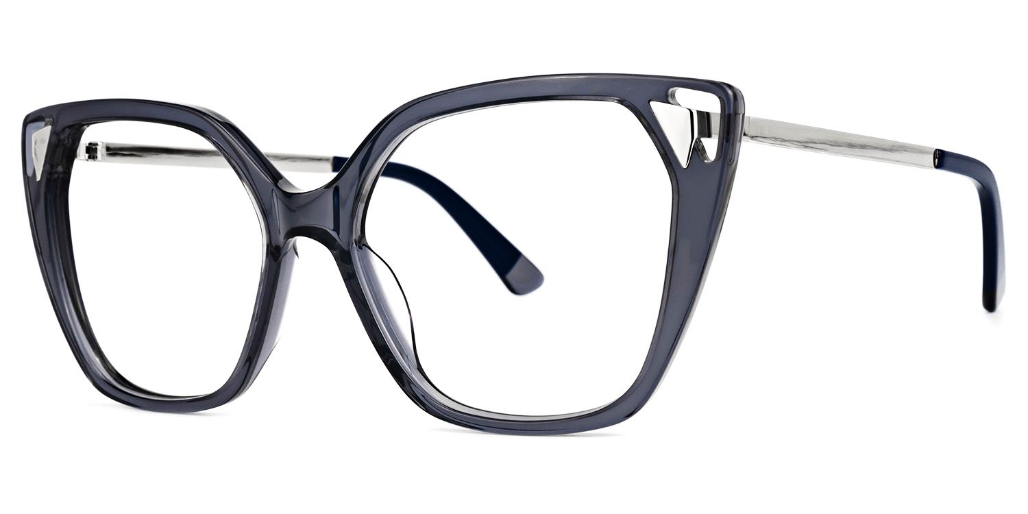 Cat Eye Grey Eyeglasses | Vooglam.com Front View