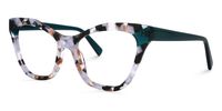 Butta - Chic Marble Cat-Eye Frames Emerald Temples | Vooglam Front View