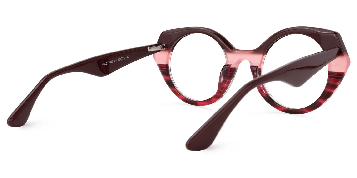 Geometric Wine/Red Eyeglasses | Vooglam.com Side View
