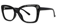 Letitia - Bold Faceted Black Rectangle Glasses | Vooglam Front View