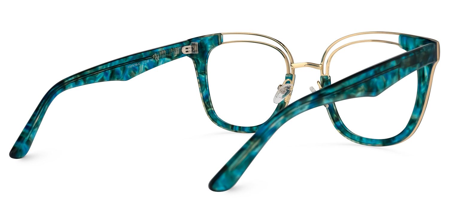Square Blue Eyeglasses | Vooglam.com Side View