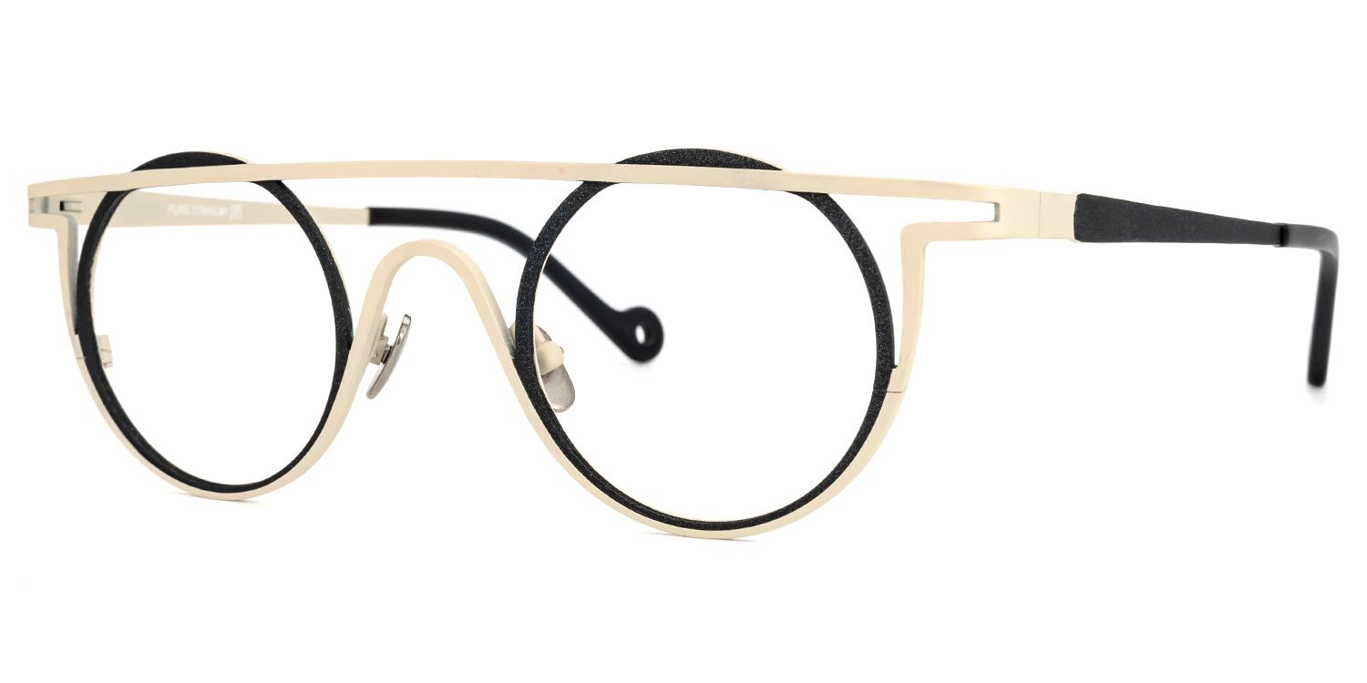 Arrabella - Round Beige Eyeglasses | Vooglam Front View