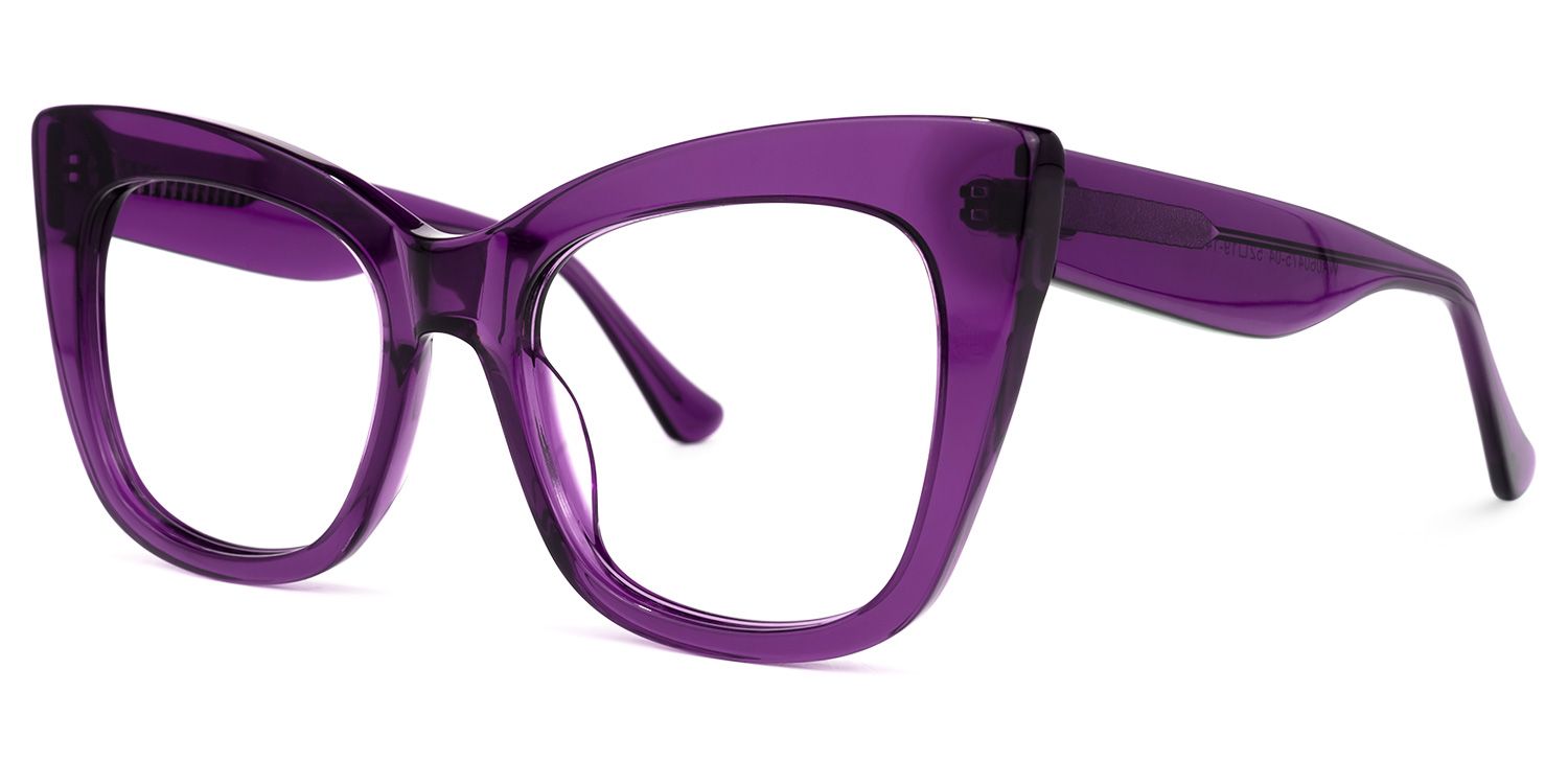 Escobar - Bold Statement Purple Cat-Eye Glasses | Vooglam Front View