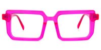 Cassiel - Bold Neon Pink Rectangular Frame Glasses | Vooglam Angle View