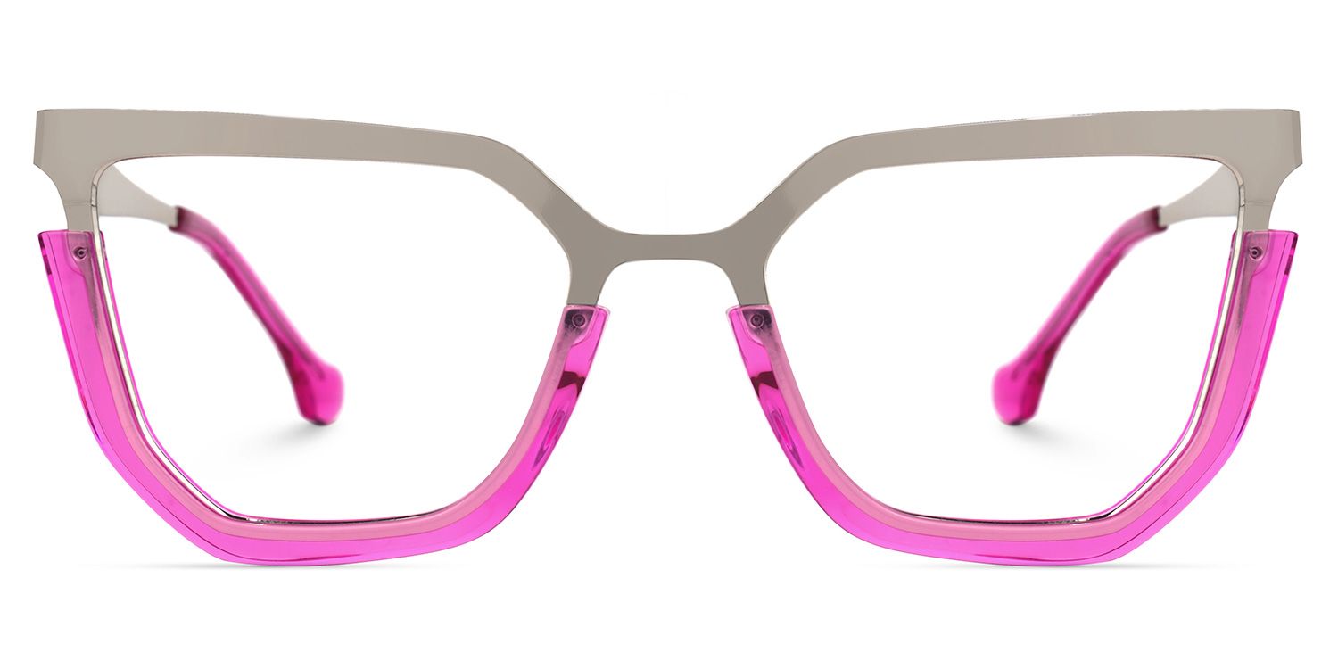 Leeza - Geometric Pink Eyeglasses | Vooglam Angle View