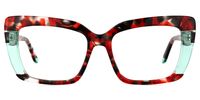 Rectangle Red/Floral Eyeglasses | Vooglam.com Angle View