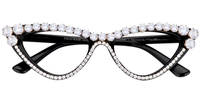 Stylish Black Cat Eye Glasses with Rhinestones Angle View