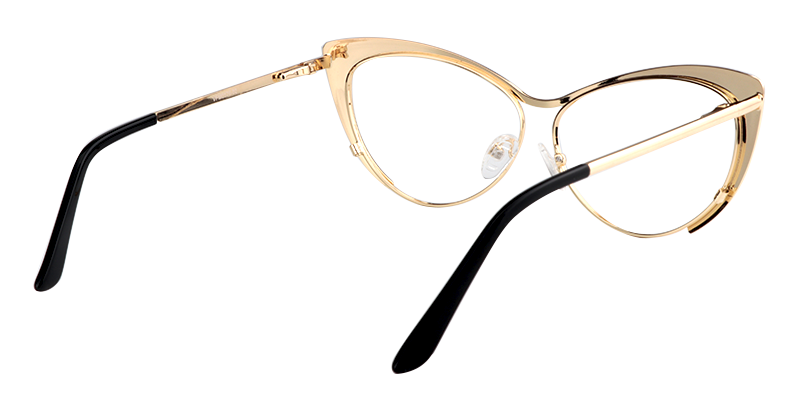 Annabelle - Elegant Gold Cat Eye Vintage Glasses | Vooglam Side View