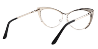 Annabelle - Sleek Silver Cat Eye Glasses | Vooglam Side View