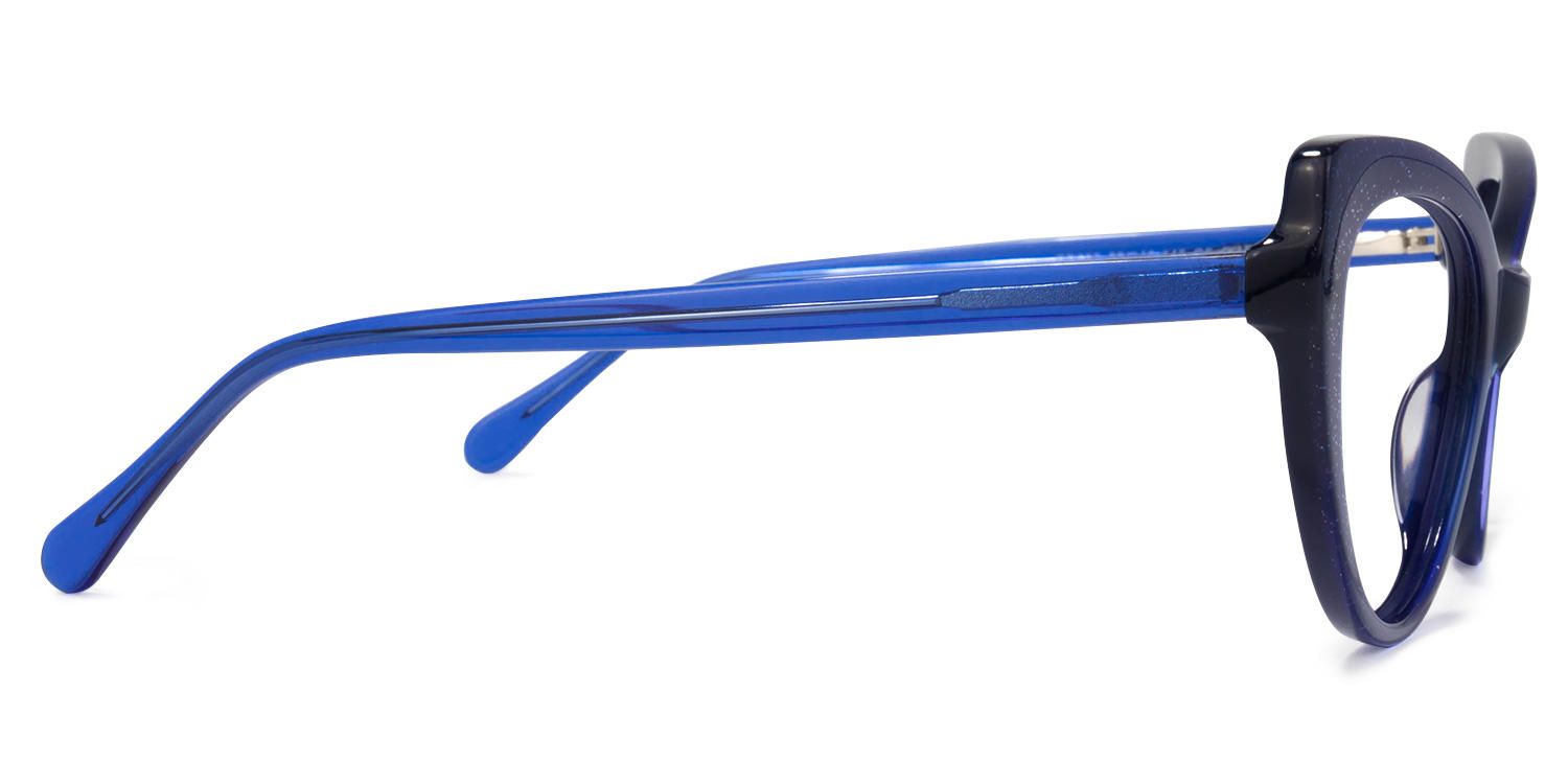 Cat Eye Dark/Blue Eyeglasses by Vooglam.com - Product View 4