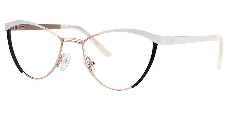 Sydney - White Cat Eye Eyeglasses with Golden Accents │ Vooglam Front View