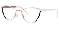 Sydney - White Cat Eye Eyeglasses with Golden Accents │ Vooglam Front View
