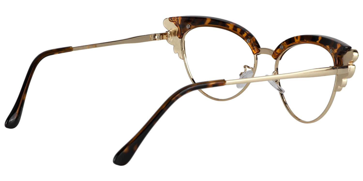Stylish Tortoise Crystal Browline Glasses Side View