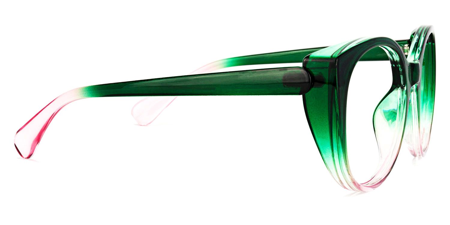 Round Dark/Green Eyeglasses by Vooglam.com - Product View 4