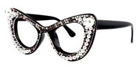 April - Glitter Black Cat Eye Glasses | Vooglam Front View