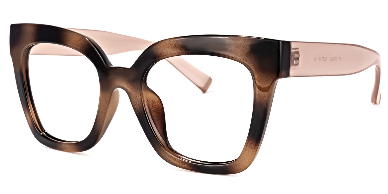 Naila - Bold Square Tortoise Pattern Eyeglasses │ Vooglam - Front View